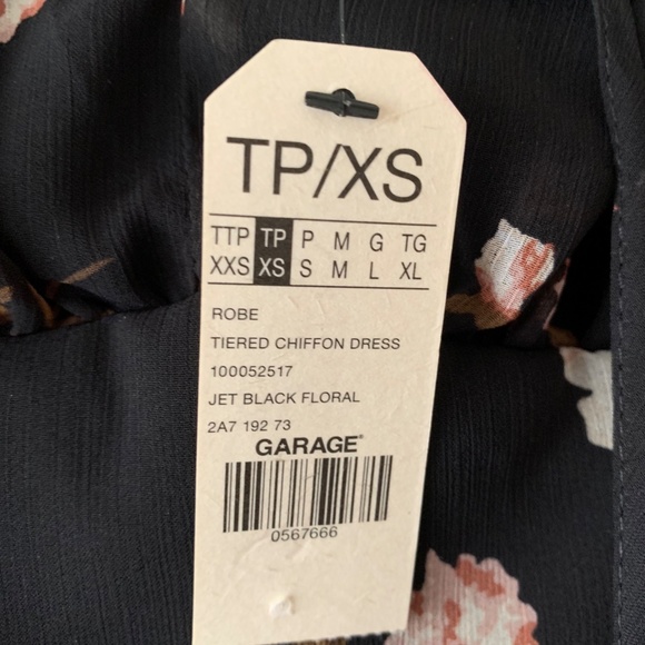 Garage Tiered Chiffon Dress - Jet Black Floral - TP/XS - Picture 7 of 7